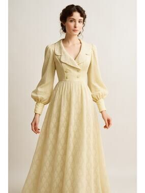 Bridgerton-Inspired Vintage Lace Gown | Romantic Regency Cottagecore Maxi XXS